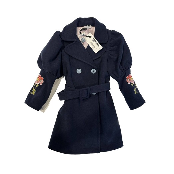 Vivetta Other - Vivetta Girls Blue Floral Embroidered Peacoat Size 6 NWT $468